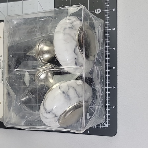 JcPenney Home Set Of 2 Faux Marble Finial Brushed Nickle Finish - Picture 11 of 14